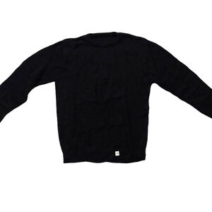 Retro Vintage 1940s-1960s Black Long Sleeve Crew Neck Knit Sweater Medium